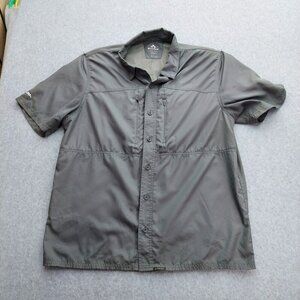 Pnuma Men's Outdoor Button Down Shirt Grey  Breathable Mesh Large Bergara  Logo